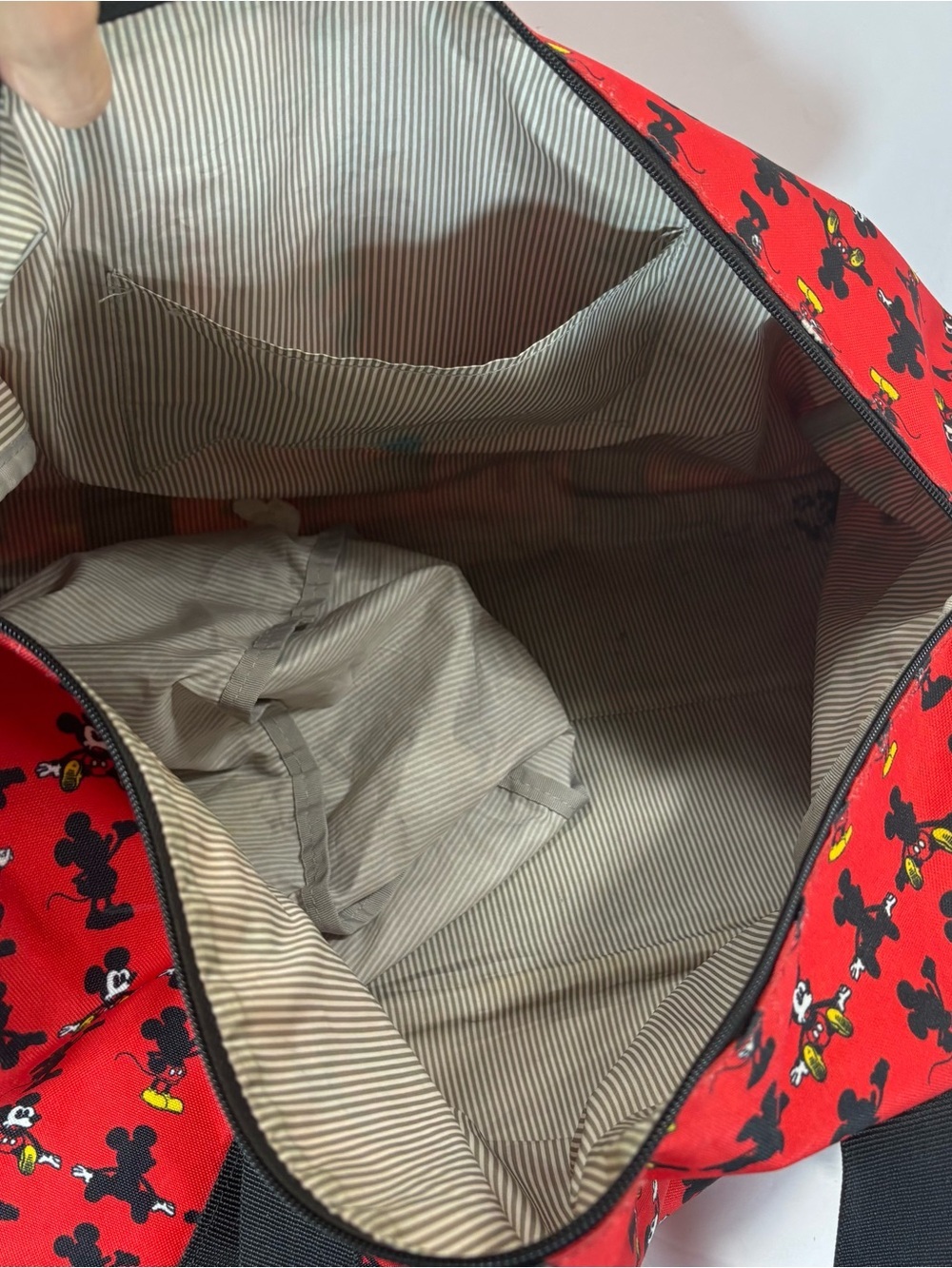Disney Mickey Mouse Red Loungefly Duffle Bag All Over Mickey Travel 10x20” Read - Picture 8 of 12